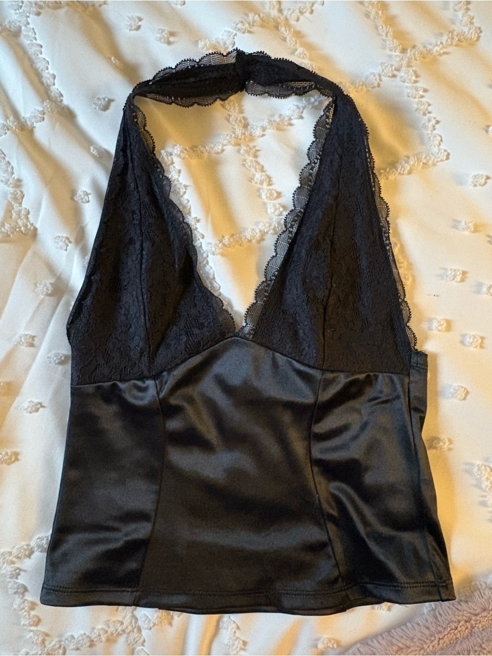 Urban Outfitters Black Lace Halter Satin Cami